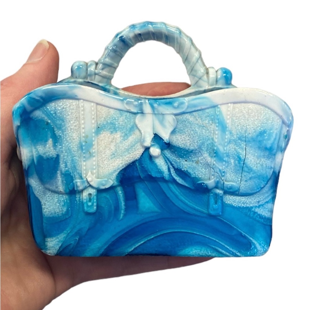Sowerby Antique Slag Glass Blue White Victorian Posey Vase, Gladstone Doctor Bag - Picture 2 of 10